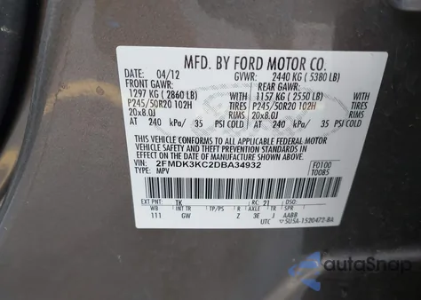 2013 Ford Edge Limited z USA, uszkodzony, nr VIN 2FMDK3KC2DBA34932